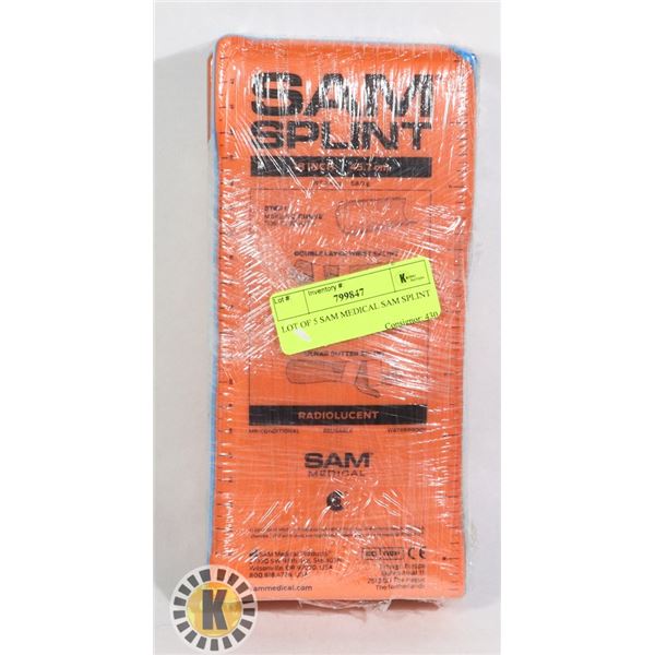 LOT OF 5 SAM MEDICAL SAM SPLINT