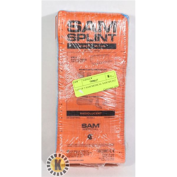 LOT OF 5 SAM MEDICAL SAM SPLINT
