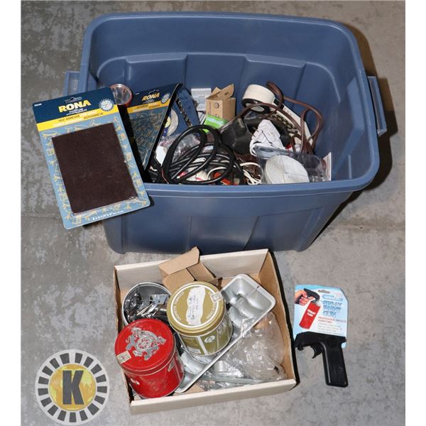 BIN OF ELECTRICAL CORDS AND OTHER ITEMS
