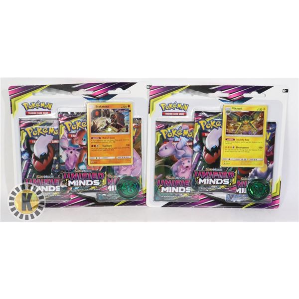x2 POKEMON 3 BLISTER PACKS, COIN CARD NEW