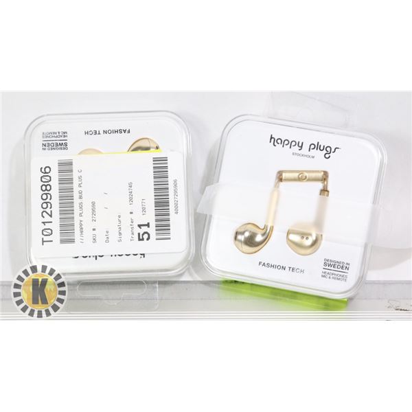 2 PACK OF HAPPY PLUGS HEAD PHONES WIRED