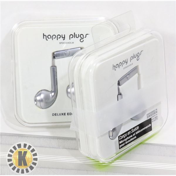 2 PACK OF HAPPY PLUGS HEAD PHONES WIRED