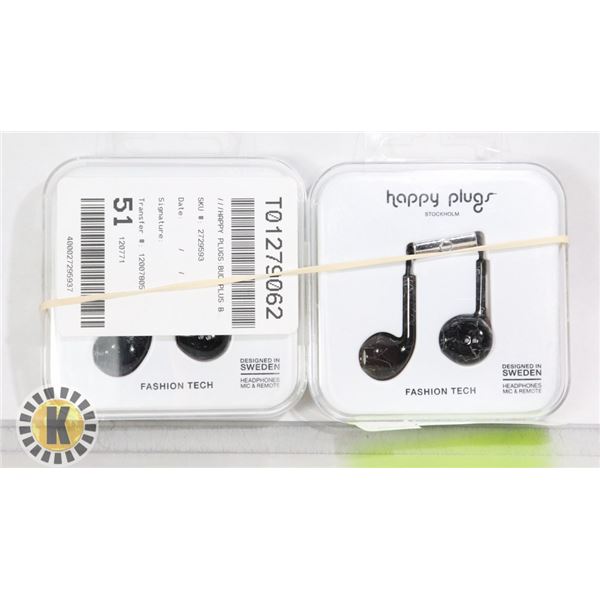 2 PACK OF HAPPY PLUGS HEAD PHONES WIRED