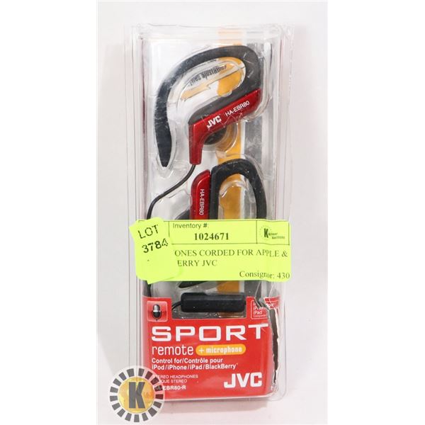 HEADPHONES CORDED FOR APPLE & BLACK BERRY JVC