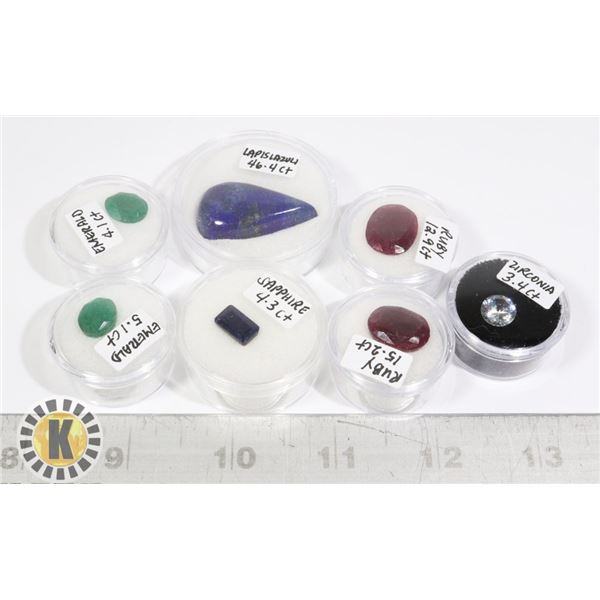 x7 GENUINE RUBY EMERALD SAPPHIRE LAPIS LAZULI