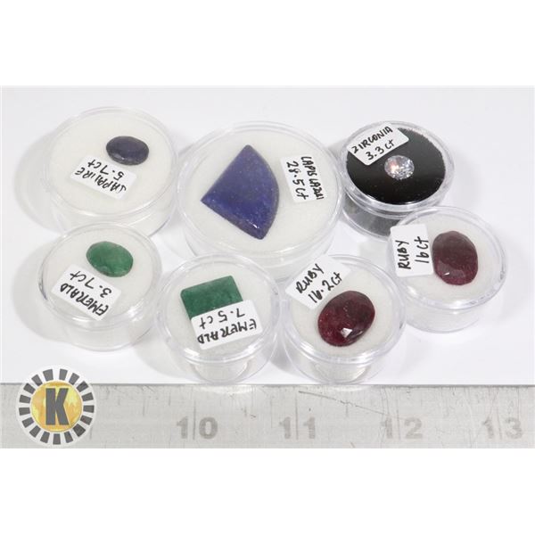 x7 GENUINE RUBY EMERALD SAPPHIRE LAPIS LAZULI