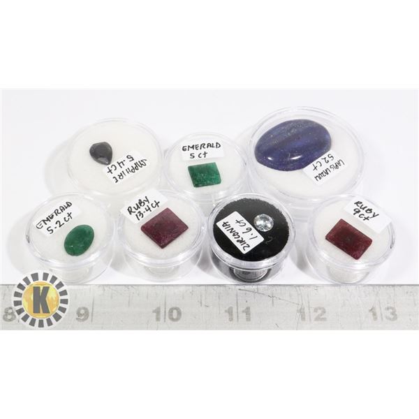 x7 GENUINE RUBY EMERALD SAPPHIRE LAPIS LAZULI