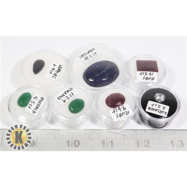x7 GENUINE RUBY EMERALD SAPPHIRE LAPIS LAZULI