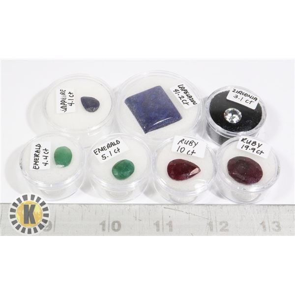 x7 GENUINE RUBY EMERALD SAPPHIRE LAPIS LAZULI