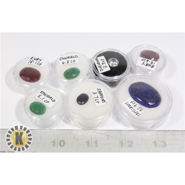 x7 GENUINE RUBY EMERALD SAPPHIRE LAPIS LAZULI