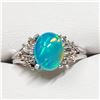 Image 1 : 10K WHITE GOLD BLUE OPAL(1.55CT) DIAMOND(0.1CT)