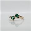 Image 1 : 10K YELLOW GOLD NATURAL EMERALD(0.54CT) DIAMOND
