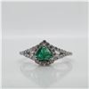 Image 1 : 14K WHITE GOLD NATURAL EMERALD(0.35CT) DIAMOND