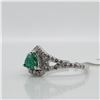 Image 2 : 14K WHITE GOLD NATURAL EMERALD(0.35CT) DIAMOND