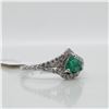Image 3 : 14K WHITE GOLD NATURAL EMERALD(0.35CT) DIAMOND