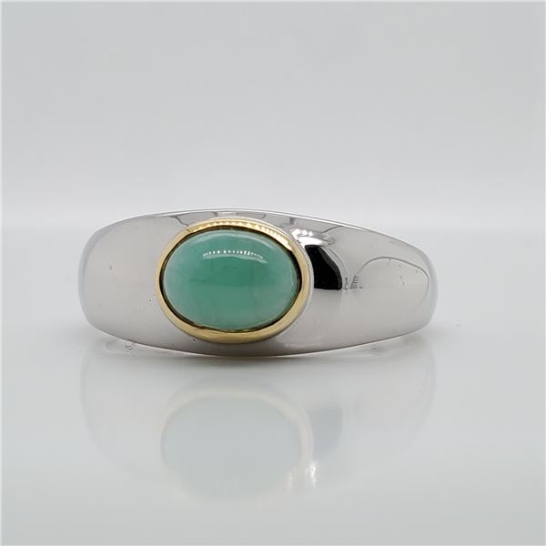 SILVER EMERALD(1.3CT) RING (~WEIGHT 3.2G)