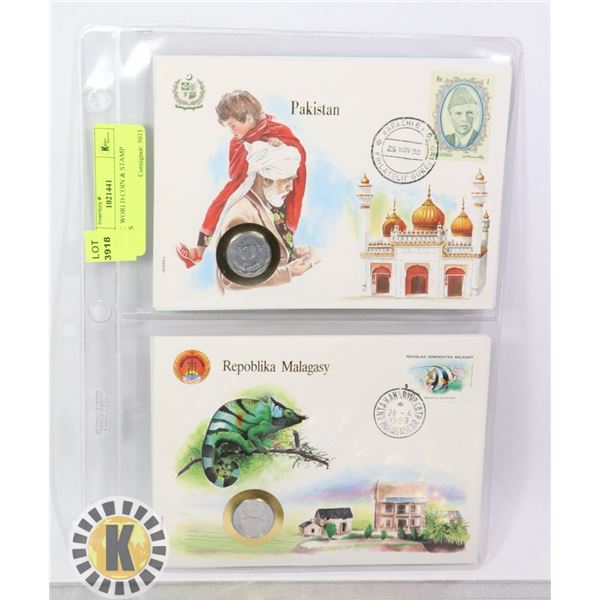 x2 MISC. WORLD COIN & STAMP COVERS