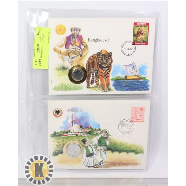 x2 MISC. WORLD COIN & STAMP COVERS