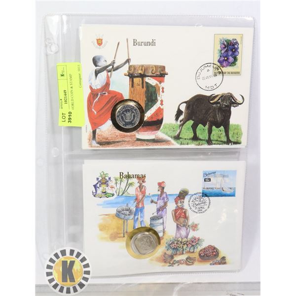 x2 MISC. WORLD COIN & STAMP COVERS