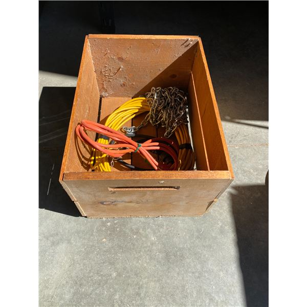 Wood box and extension cords