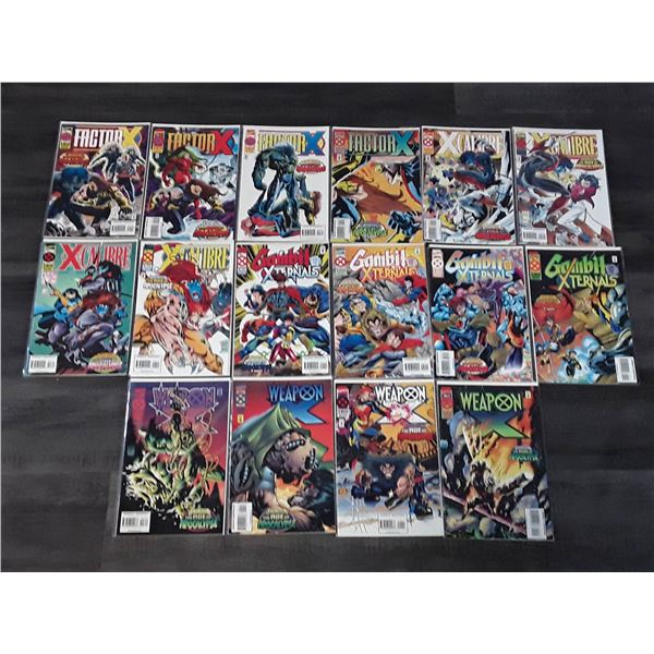 Lot of 12 Vintage Xmen Comics Inc. FactorX #1-4, Xcalibre 1-4, Gambit Xternals, and Weapon X