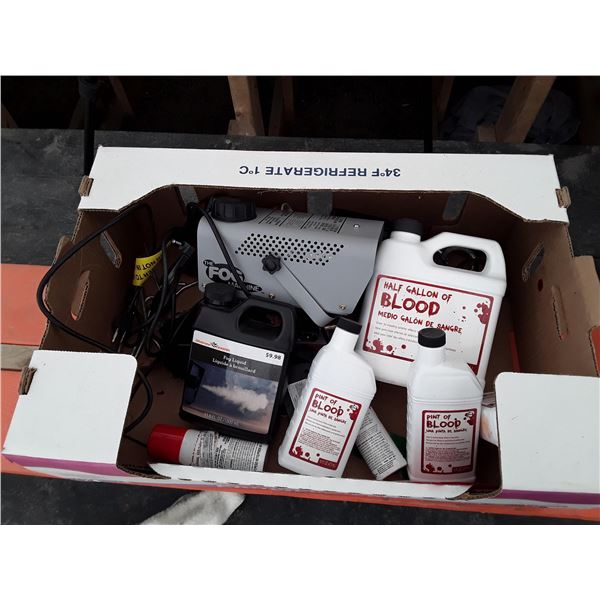 Box W/Fog Machine, Liquid Fog and Fake Blood