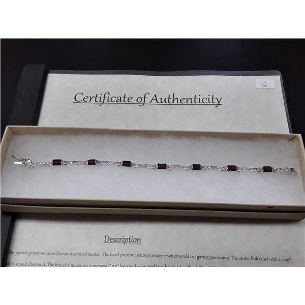 Garnet + Diamond Tennis Bracelet Suggested Value $440 With Certificate