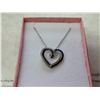 Image 2 : Blue + White Diamond Reversible Pendant/Necklace Set,Silver Chain 18" Suggested Value $225 With Cert