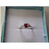 Image 2 : Ruby + Diamond Ring In 925 Silver With Platinum Overlay Suggested Value $370 With Certificate