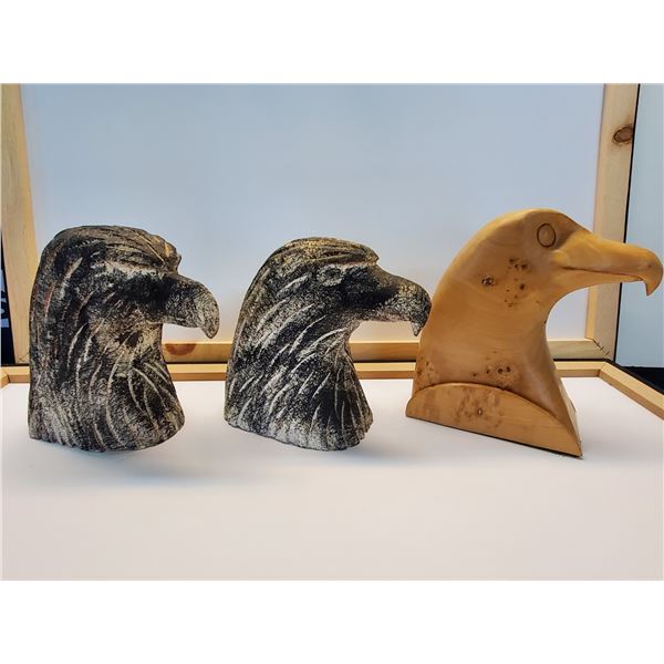 Carving of two Eagles and 1 Seagull