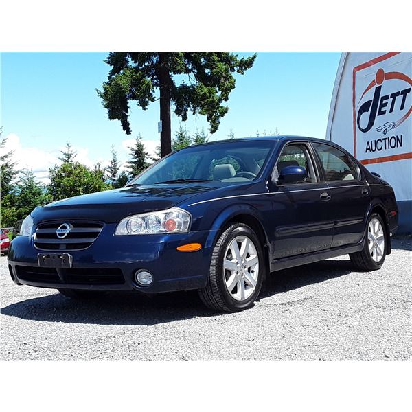 A10 --  2002 NISSAN MAXIMA GLE , Blue , 368619  KM's "NO RESERVE"