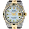Image 1 : Rolex Mens 2 Tone Lugs MOP Emerald & Diamond 36MM Datejust