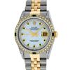 Image 2 : Rolex Mens 2 Tone Lugs MOP Emerald & Diamond 36MM Datejust