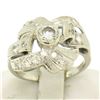 Image 5 : Vintage 14k White Gold 1.0 ctw Round Brilliant & Single Cut Diamond Cocktail Rin