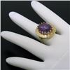Image 9 : Vintage 14kt Yellow Gold Oval Synthetic Alexandrite Ring w/ Textured Halo