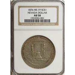 1876 Nevada Silver, HK-19, AU58 NGC