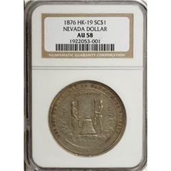 1876 Nevada Silver, HK-19, AU58 NGC