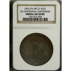 Bronze 1876 Centennial Expo, HK-21, AU58 NGC