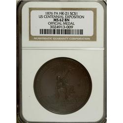 1876 Centennial Expo, HK-21, MS62 Brown NGC