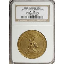 1876 Centennial Expo, HK-22, MS61 NGC