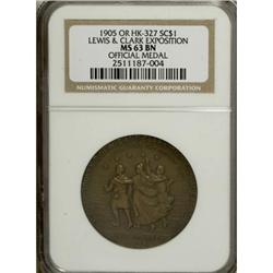 1905 Lewis & Clark, HK-327, MS63 Brown NGC