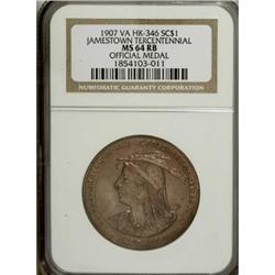 1907 Jamestown, HK-346, MS64 Red and Brown NGC