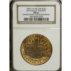 1907 Jamestown Tercentennial, HK-347, MS63 NGC