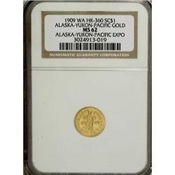 1909 Alaska-Yukon Gold Dollar, HK-360, MS62 NGC