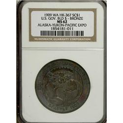 Bronze 1909 Alaska-Yukon, HK-367, MS62 NGC