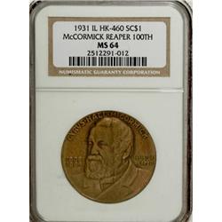 1931 Reaper Centennial, HK-460, MS64 NGC.