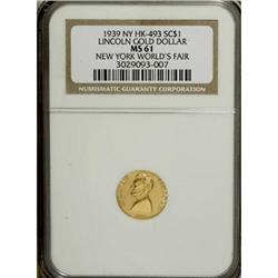1939 Lincoln Gold Token, HK-493, MS61 NGC