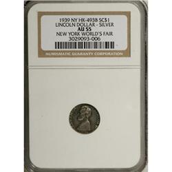 1939 Lincoln Token, HK-493B, AU55 NGC
