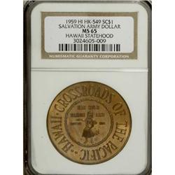 1959 Salvation Army Dollar, HK-549, MS65 NGC