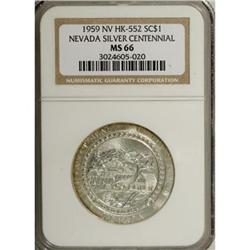 1959 Nevada Silver Centennial, HK-552, MS66 NGC
